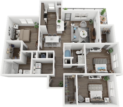 Floor plan for 3 beds, 2 baths, 1471 sqft